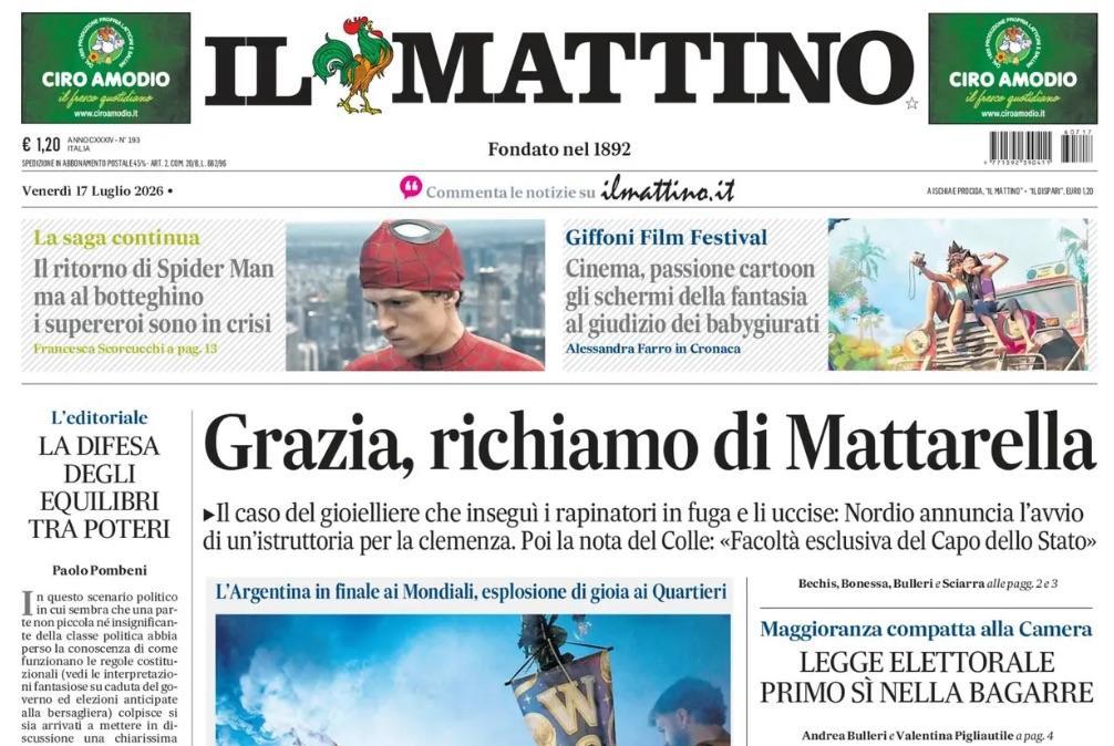 Napoli festeggia l'Argentina in finale, Il Mattino: "È solo per te, Diego"