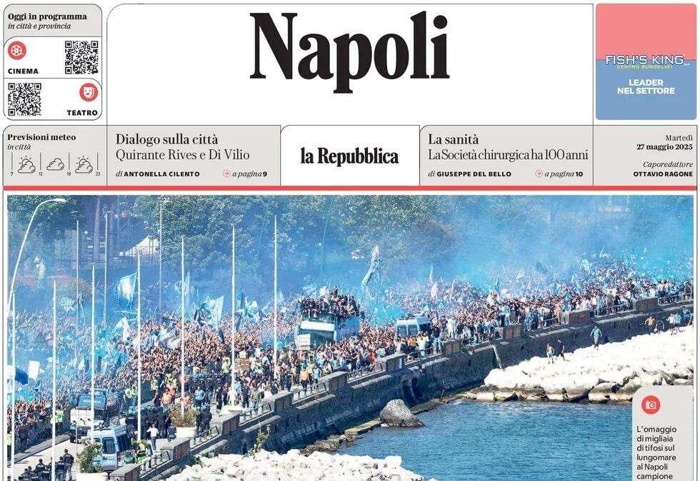 "Marea azzurra per i Campioni": per Repubblica 200mila le persone alla festa