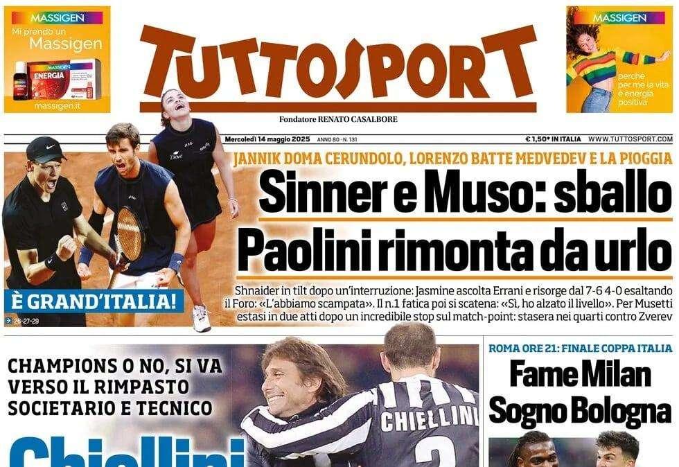 Tuttosport insiste: "Chiellini e Conte, brividi Juve"