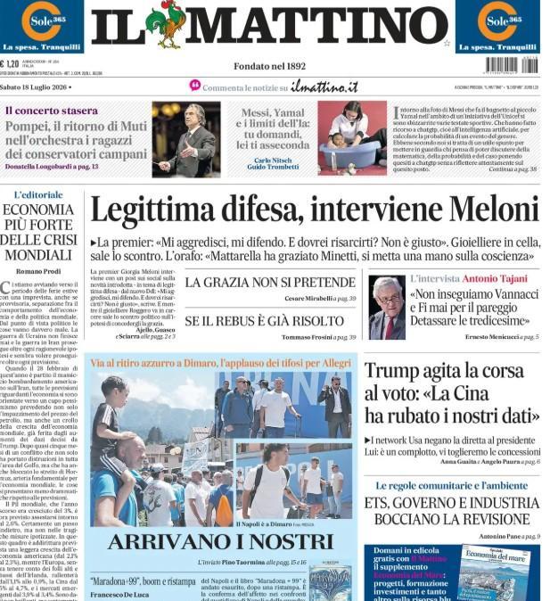 Napoli in ritiro, l'apertura de Il Mattino: "Arrivano i nostri"