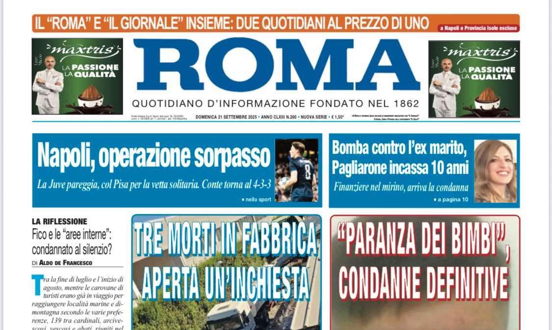 Il Roma: "Napoli, operazione sorpasso"