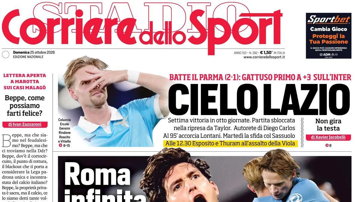 Napoli-Roma show, Corriere dello Sport: “La “Romuntada” del Maradona”