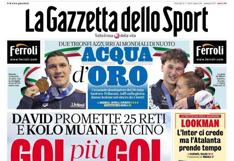 La Gazzetta dello Sport: "Lookman, l'Inter ci crede. L'Atalanta prende tempo"