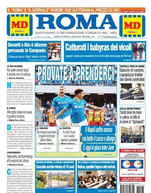 Il Roma titola in vista di Inter-Juventus: "Provate a prenderci"