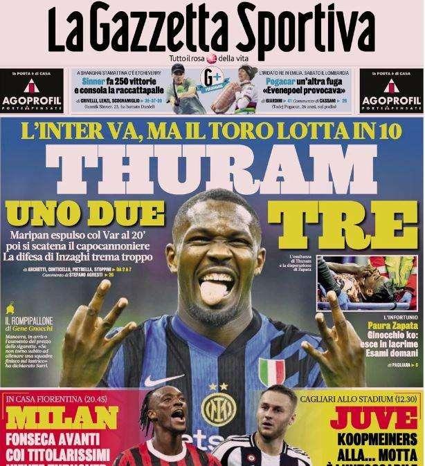 La Gazzetta dello Sport: "Thuram, uno, due, tre: l'Inter va"