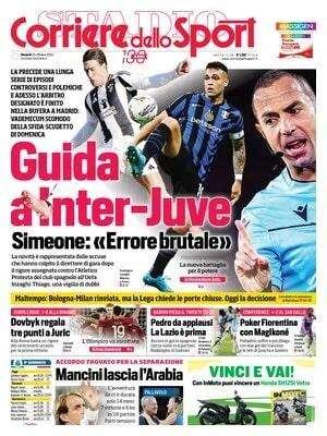 Corriere dello Sport: "Guida a Inter-Juventus: l'arbitro è nella bufera"
