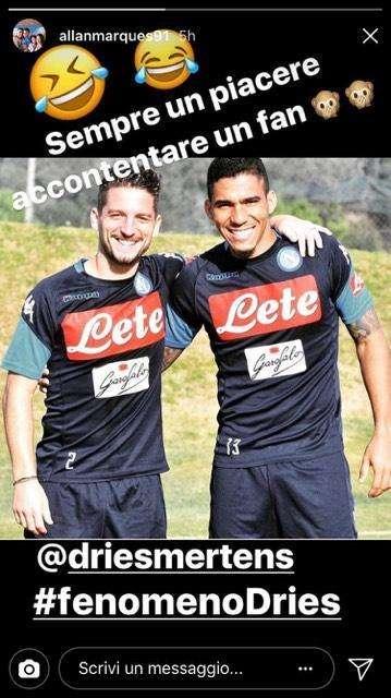 FOTO  - Allan scherza con Mertens sui social: "Sempre un piacere accontentare un fan"