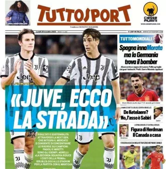 PRIMA PAGINA - Tuttosport apre con le parole di Agnelli: "Juve, ecco la strada"