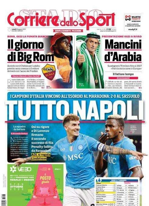 PRIMA PAGINA - Cds Campania: "Tutto Napoli! E ADL si regala Lindstrom"