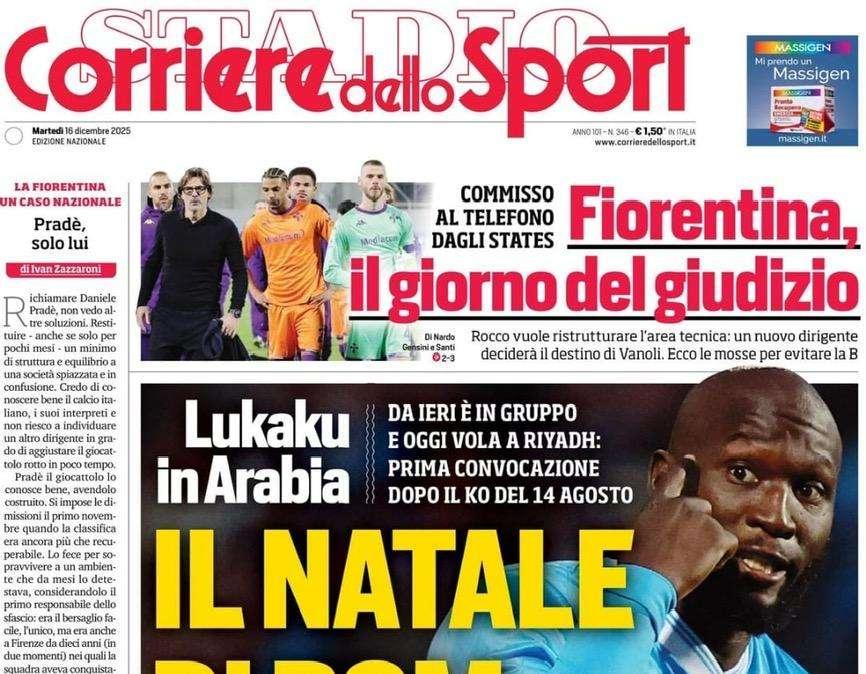 Corriere dello Sport: "Il Natale di Rom. Lukaku in Arabia"