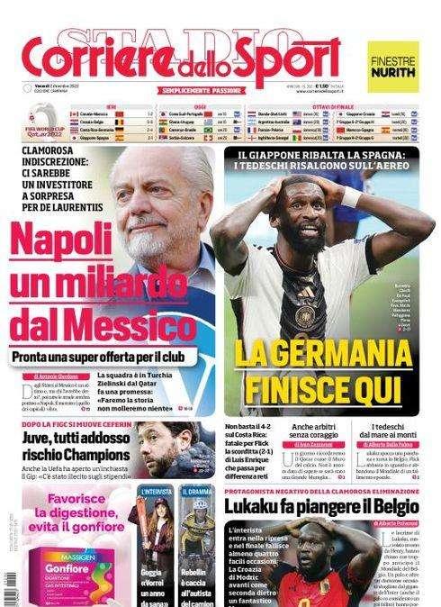 PRIMA PAGINA - Cds Campania: “Napoli, un miliardo dal Messico”