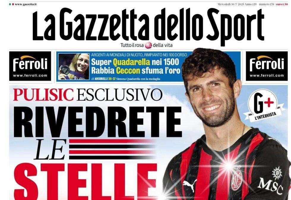 La Gazzetta dello Sport apre con Pulisic: "Rivedrete le stelle"