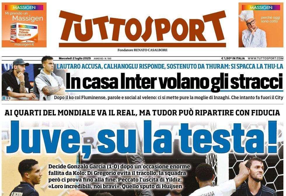 Tuttosport: "Inter, volano gli stracci. Napoli, spunta Kean"