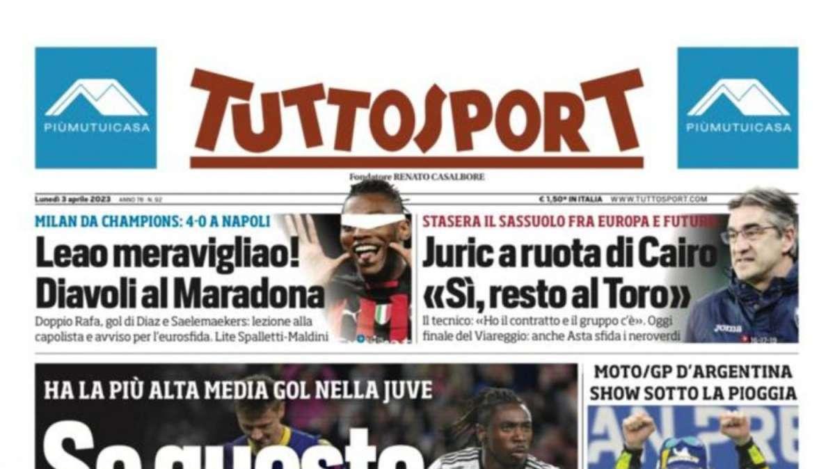 PRIMA PAGINA - Tuttosport: "Leao meravigliao! Diavoli al Maradona"
