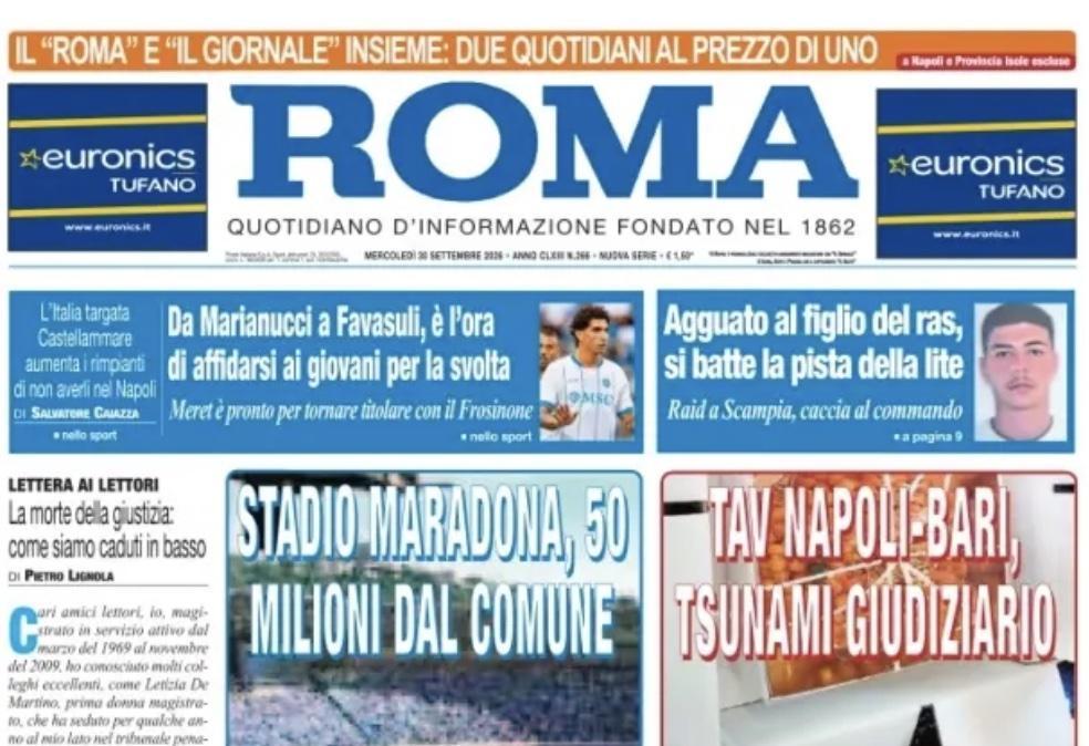 Napoli, spazio ai giovani. Il Roma: "Marianucci e Favasuli pronti a giocarsi le proprie chance"