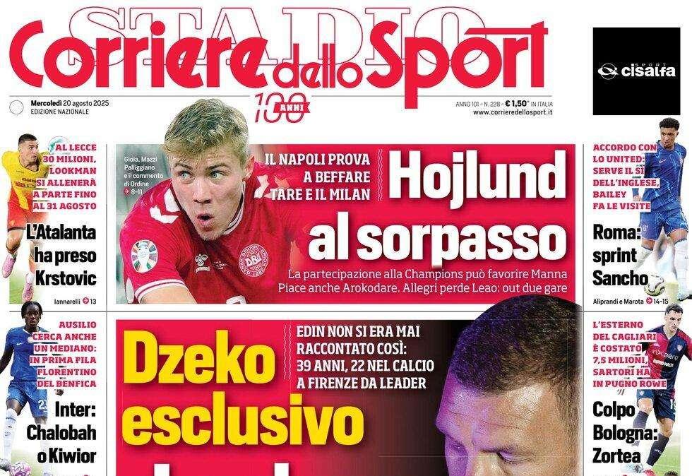 Corriere dello Sport: "Hojlund al sorpasso. Il Napoli prova a beffare il Milan"