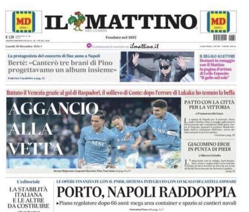 Il Mattino: "Aggancio alla vetta"