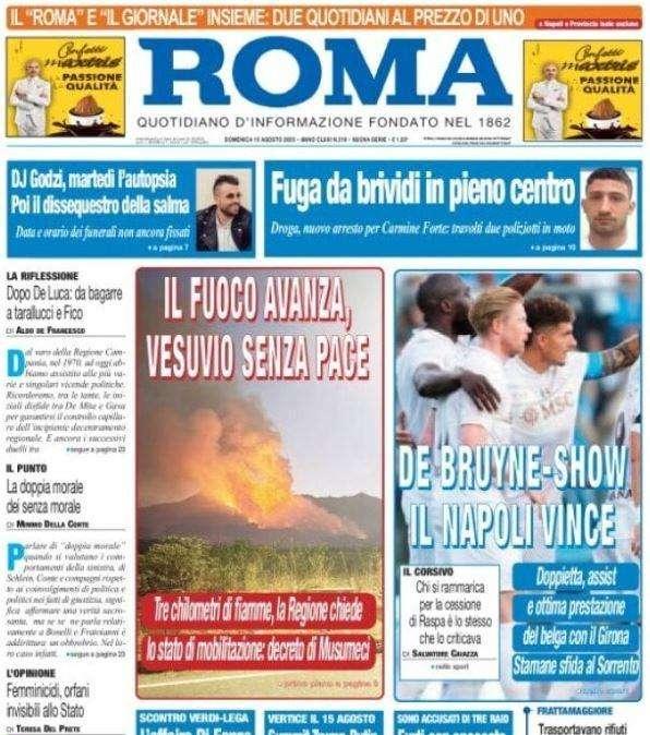 L'apertura de Il Roma: "De Bruyne-show, il Napoli vince"