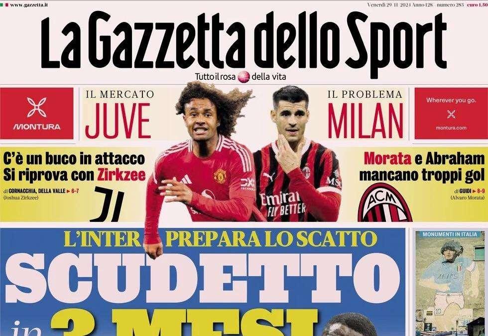 Gazzetta: "L'Inter prepara lo scatto scudetto in tre mesi"