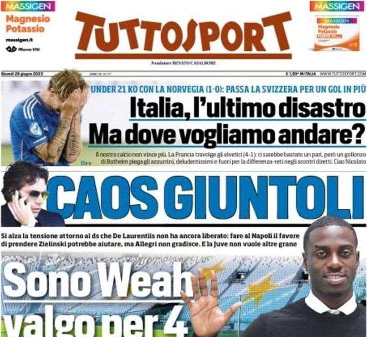 PRIMA PAGINA - Tuttosport: “Caos Giuntoli"