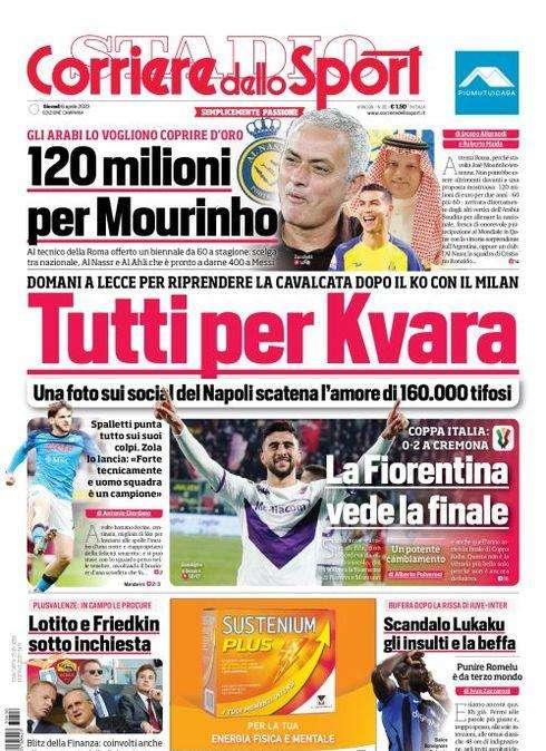 PRIMA PAGINA - CdS Campania: "Tutti per Kvara"