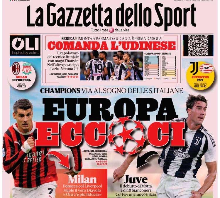 Gazzetta dello Sport: "Europa eccoci"
