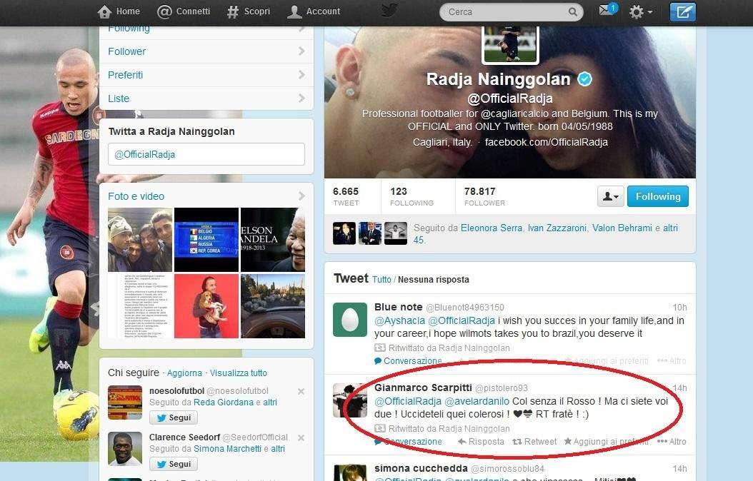 FOTO – Nainggolan accende Cagliari-Napoli, il belga ritwitta un insulto ai napoletani: "Quei colerosi..."