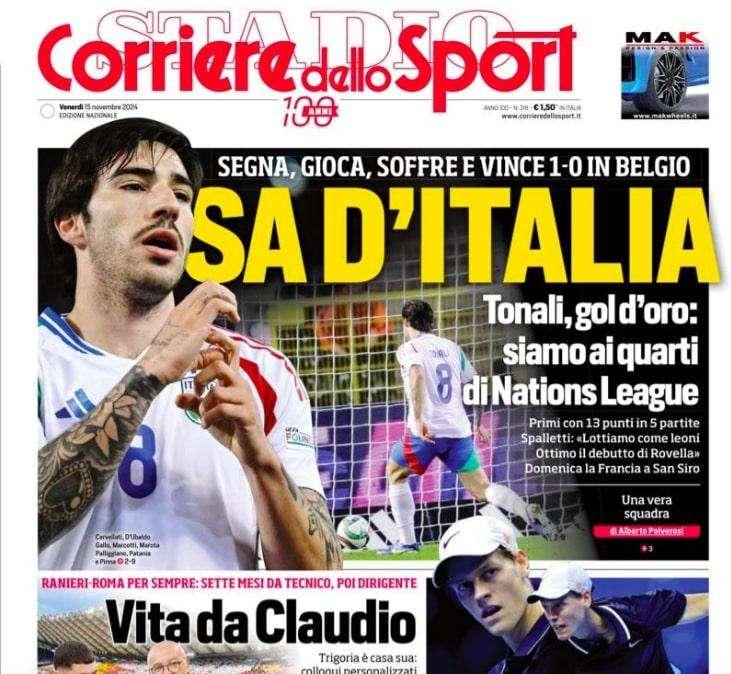 Corriere dello Sport dopo la vittoria sul Belgio: "Sa d'Italia" 