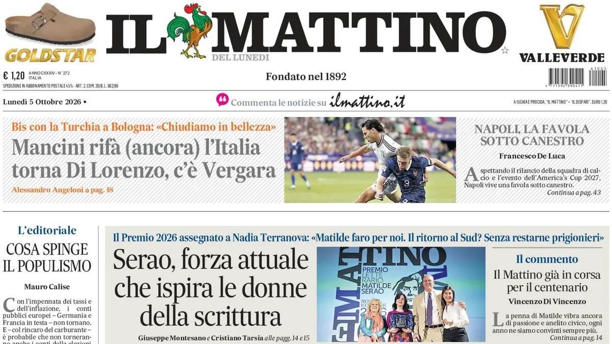 "Mancini rifà (ancora) l'Italia. Il Mattino: "Torna Di Lorenzo, c'è Vergara"
