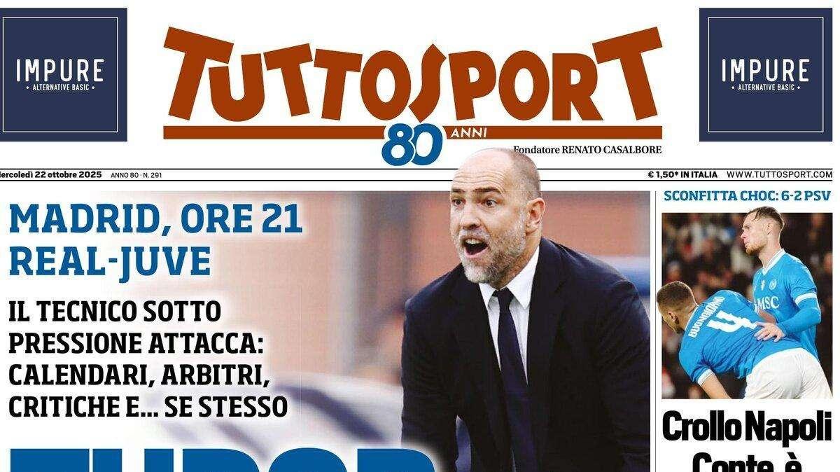 Tuttosport: "Crollo Napoli. Conte, è notte fonda"