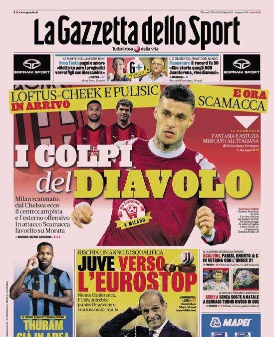 PRIMA PAGINA - Gazzetta: “Juve verso l’Eurostop: niente Conference”