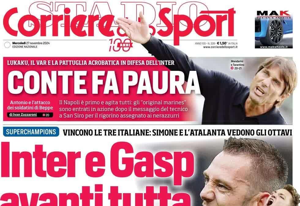 Corriere dello Sport: "Conte fa paura! L'attacco dei soldatini di Marotta"