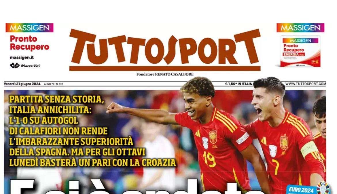 Tuttosport sull’Italia: “E ci è andata bene, ancora bene…”