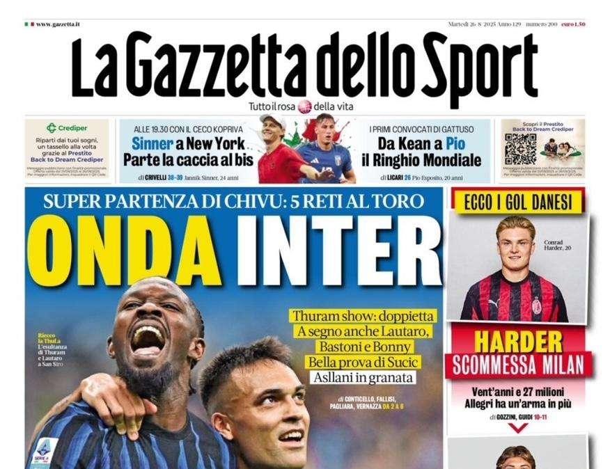 La Gazzetta dello Sport: "Hojlund, a te Napoli. Onda Inter"
