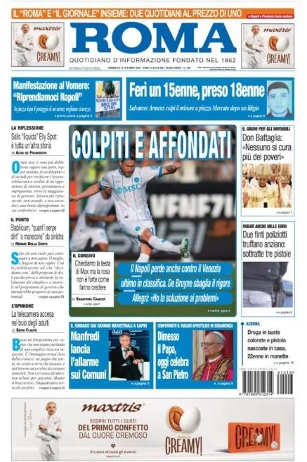 Napoli sconfitto a Venezia, Il Roma: "Colpiti e affondati"