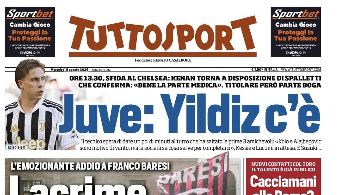 Prende forma la Juve di Spalletti, Tuttosport: "Yildiz c'è"