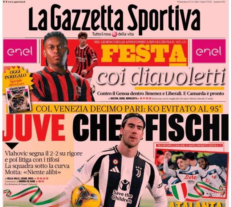 Gazzetta: "Juve, che fischi! Atalanta 10 e gode"