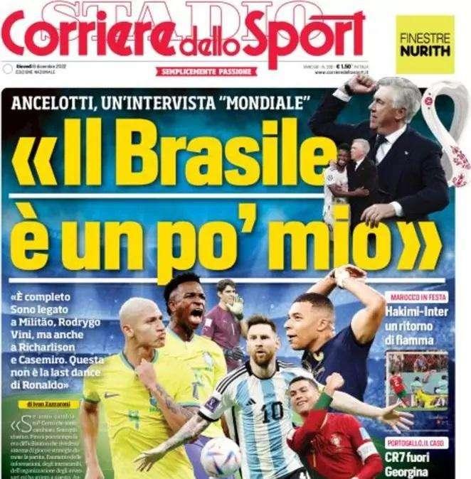 PRIMA PAGINA - Cds apre con le parole di Ancelotti: "Il Brasile è un po' mio"