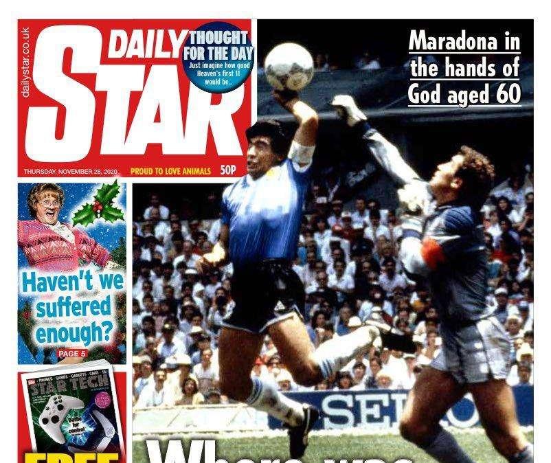 FOTO - Orrendo titolo del Daily Star su Diego: "Dov'era il Var quando ne avevamo bisogno?"