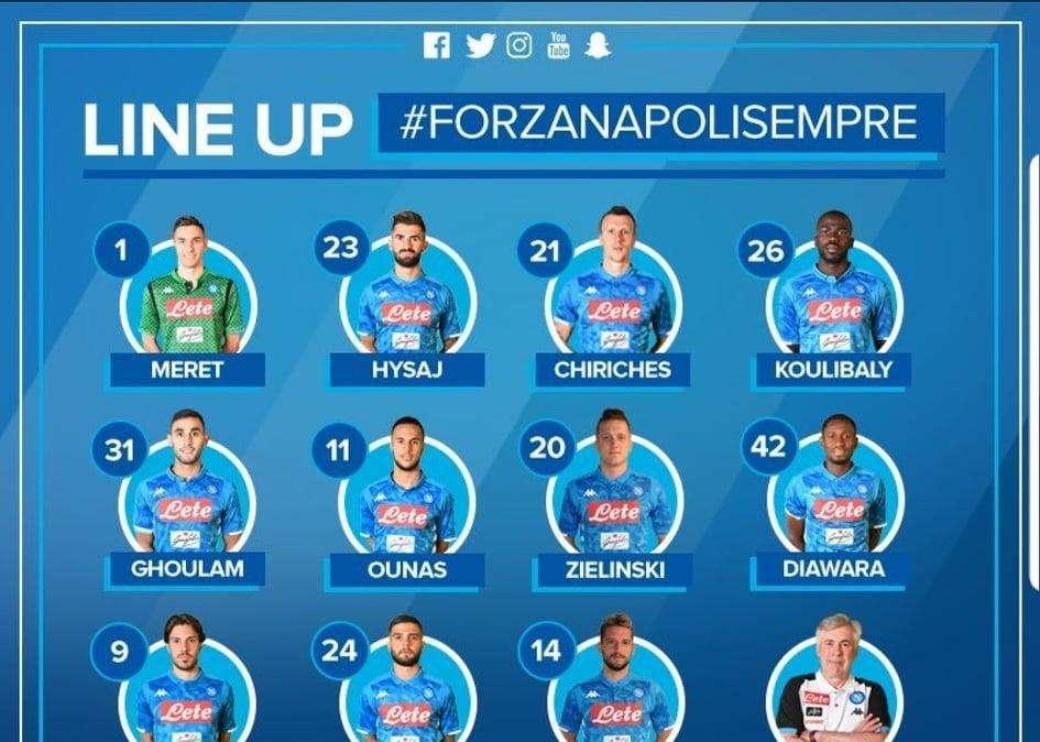FORMAZIONI UFFICIALI - Torna Chiriches, quante novità a centrocampo! In attacco Insigne-Mertens