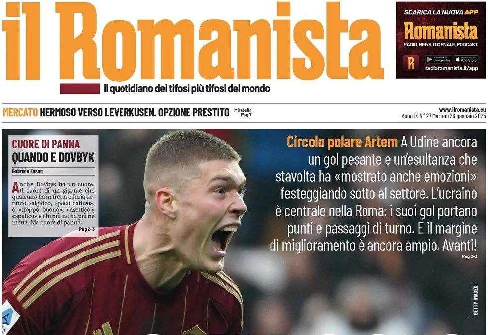 Il Romanista carica Dovbyk in vista del Napoli: "Ghiaccio bollente"