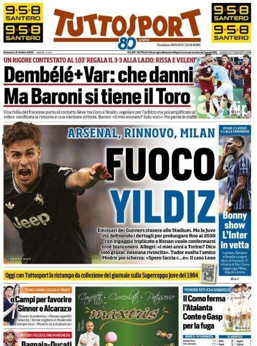 Tuttosport apre con Juventus-Milan: "Fuoco Yildiz"