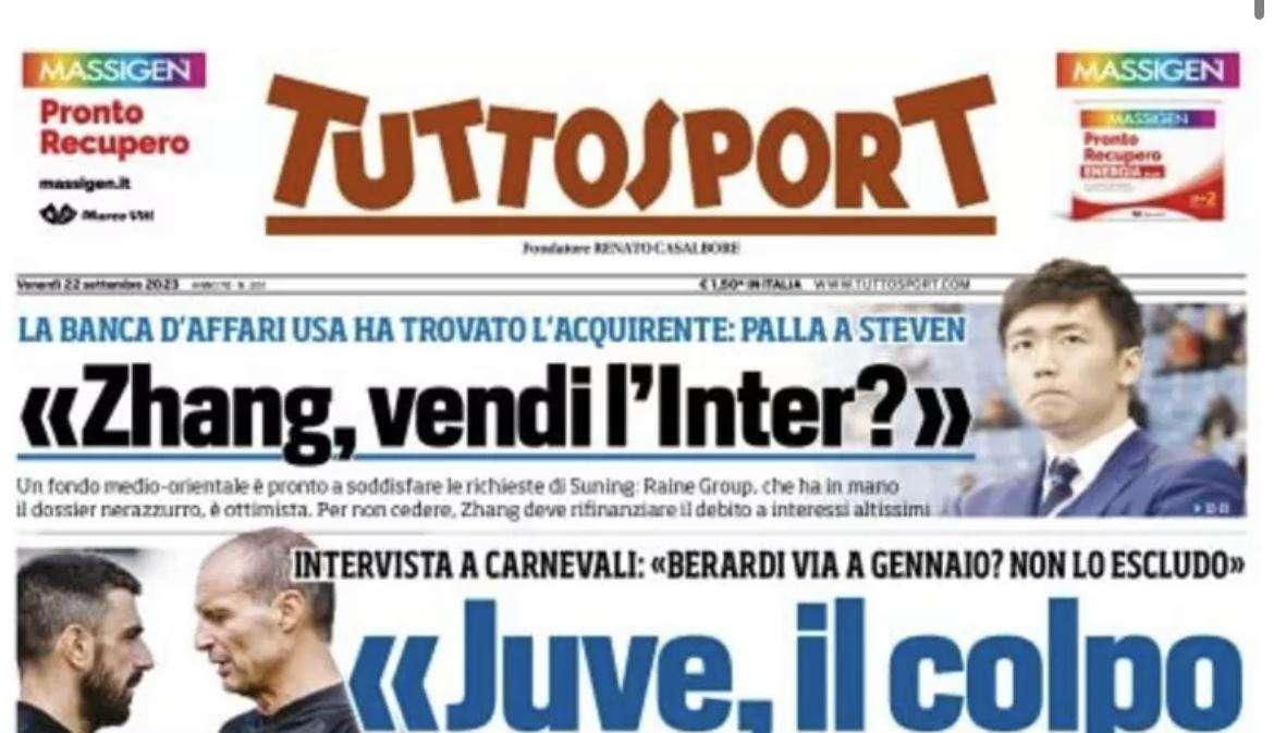 PRIMA PAGINA - Tuttosport apre con le parole di Carnevali: “Juve, il colpo è Magnanelli”
