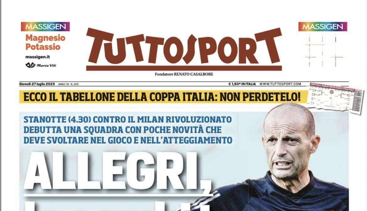 PRIMA PAGINA - Tuttosport: “Allegri, la cambi tu la Juve?”