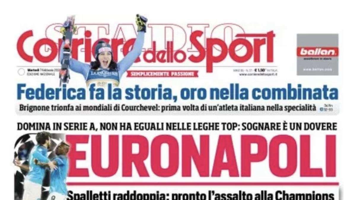 PRIMA PAGINA - Corriere dello Sport: “EuroNapoli”