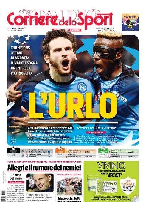 PRIMA PAGINA - CdS Campania: "L'urlo"