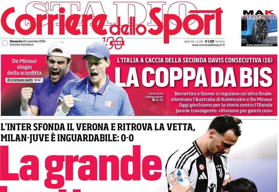 Cds: "Milan-Juve la grande bruttezza. Conte, esame Ranieri"