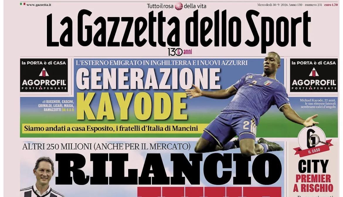 Serie A,  Gazzetta dello Sport: "Rilancio Juve", nuovo aumento di capitale.