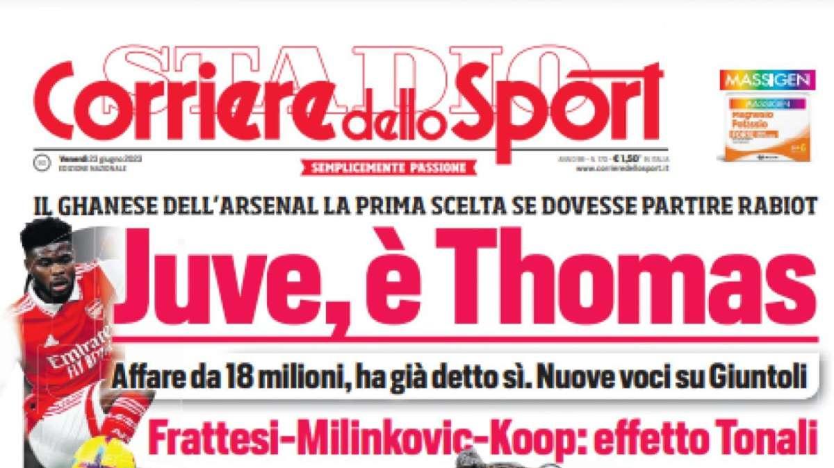 PRIMA PAGINA - Corriere dello Sport: "Juve, è Thomas"