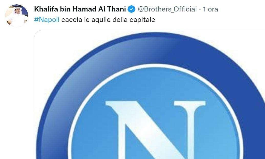 FOTO - "Il Napoli caccia via le aquile!", lo sceicco Al Thani fa scatenare i tifosi sui social